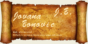 Jovana Bonović vizit kartica